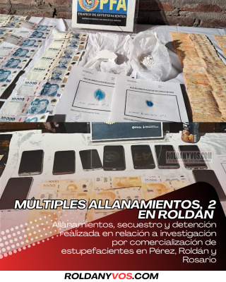 Múltiples Allanamientos en la región,  dos fueron en Roldán 