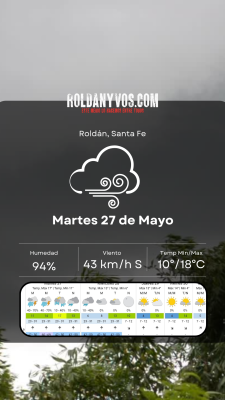 Martes 27 de Mayo, mucho viento en la zona, precaución!