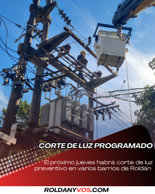 Corte de luz programado para el próximo Jueves 19