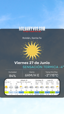Roldán amaneció con -4°C de sensación térmica y se espera un fin de semana frío