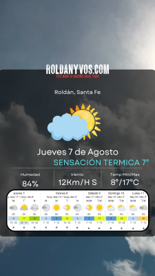 Jueves fresco y parcialmente nublado en Roldán