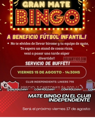 Gran Mate Bingo a beneficio del Club Independiente de Roldán 