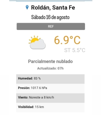 Sábado 16 de agosto,  frío sábado y chances de inestabilidad 