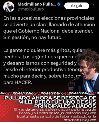 Pullaro ahora se despega de Milei, pero fue uno de sus principales aliados