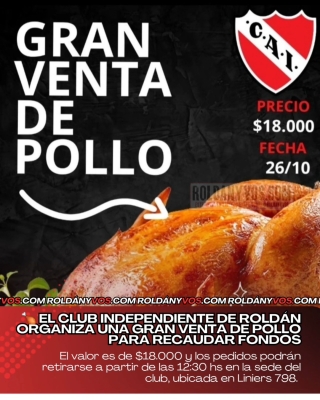 El Club Independiente de Roldán organiza una gran venta de pollo para recaudar fondos