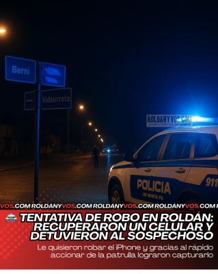 Tentativa de robo en Roldán: recuperaron un celular y detuvieron al sospechoso