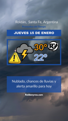 Jueves 15 de Enero, llega la lluvia, alerta amarillo pero el calor sigue.