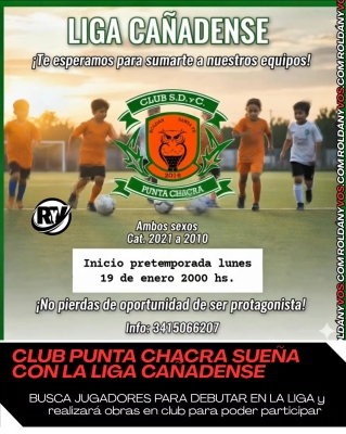 EL CLUB PUNTA CHACRA BUSCA JUGADORES PARA DEBUTAR EN LA LIGA CAÑADENSE 2026