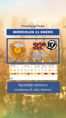 Miércoles 21 de Enero, vuelve el calor intenso a la ciudad