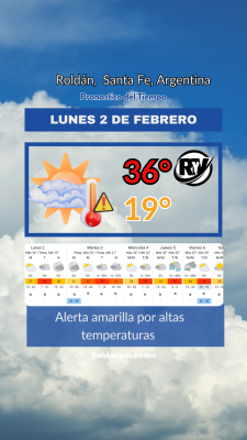 Lunes 2 de Febrero, Alerta Amarilla por altas temperaturas 