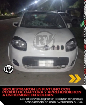 Secuestraron un Fiat Uno con pedido de captura y aprehendieron a un hombre en Roldán.