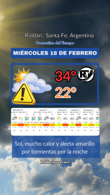 Miércoles 18 de Febrero, mucho calor y Alerta Amarillo