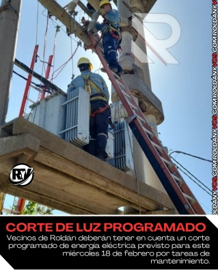 Cortes programados de luz este miércoles en tres barrios de Roldán
