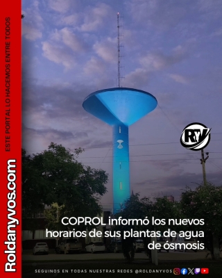 COPROL informó los nuevos horarios de sus plantas de agua de ósmosis