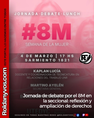 Jornada de debate por el 8M en la seccional Rosario de Utedyc: reflexión y ampliación de derechos