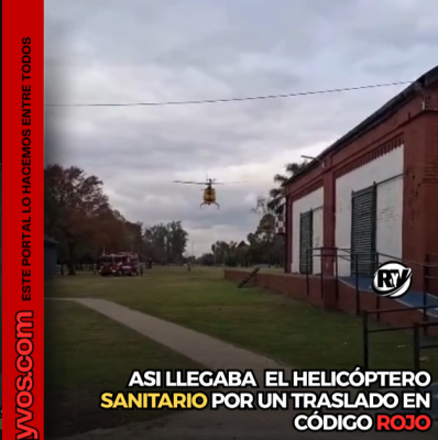 IMPACTANTE OPERATIVO EN ROLDÁN: EL HELICÓPTERO SANITARIO ATERRIZÓ EN EL PASEO DE LA ESTACIÓN PARA TRASLADAR A UN HOMBRE HERIDO EN TIERRA DE SUEÑOS 3