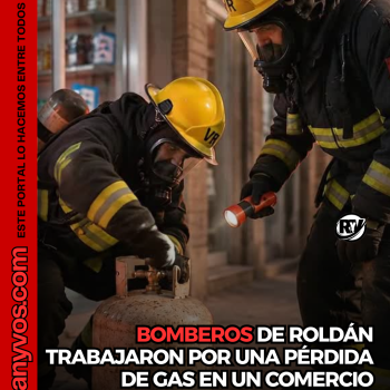 Bomberos de Roldán trabajaron por una pérdida de gas en un comercio de calle Catamarca