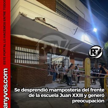 Roldán: se desprendió mampostería del frente de la escuela Juan XXIII y generó preocupación