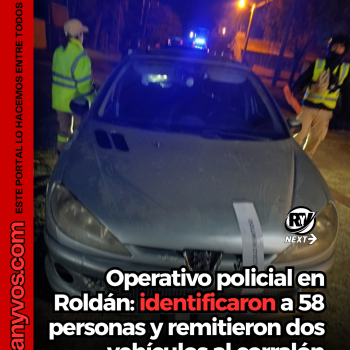 Operativo policial en Roldán: identificaron a 58 personas y remitieron dos vehículos al corralón