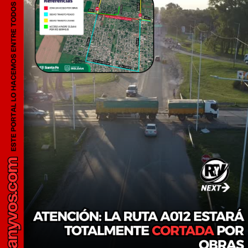 La Ruta A012 estará totalmente cortada entre Ruta 9 y calle Gálvez por obras