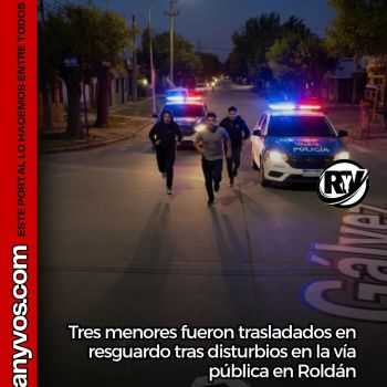 Tres menores fueron trasladados en resguardo tras disturbios en la vía pública en Roldán
