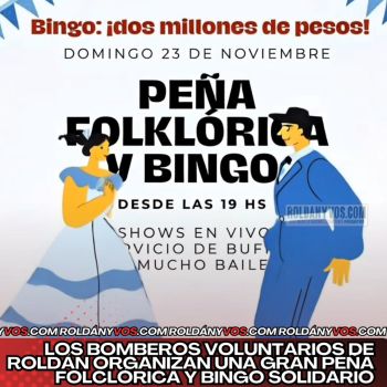 Los Bomberos Voluntarios de Roldán organizan una Gran Peña Folclórica y Bingo Solidario