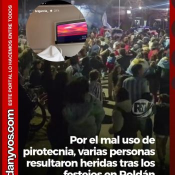 Fue a festejar el triunfo de Argentina y terminó internado por la explosión de un fuego artificial en Roldán