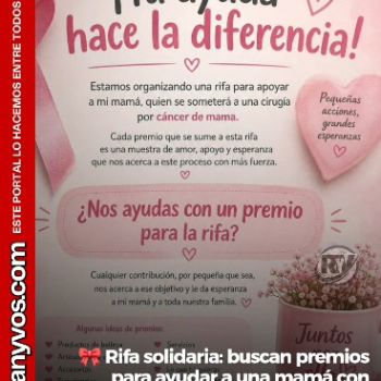 Lanzan una rifa solidaria en Roldán para ayudar a una mamá que será operada por cáncer de mama