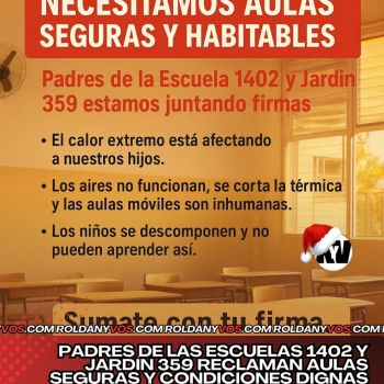 Padres de las escuelas 1402 y Jardín 359 reclaman aulas seguras y condiciones dignas ante el extremo calor