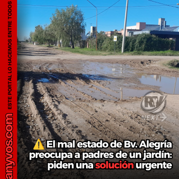 Padres de un jardín de infantes reclaman por el grave estado de una calle en Tierra de Sueños 3