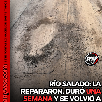 Río Salado: repararon el pavimento y volvió a romperse una semana después
