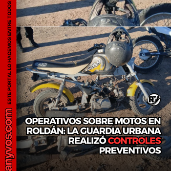 Operativos sobre motos en Roldán: la Guardia Urbana realizó controles preventivos en distintos sectores