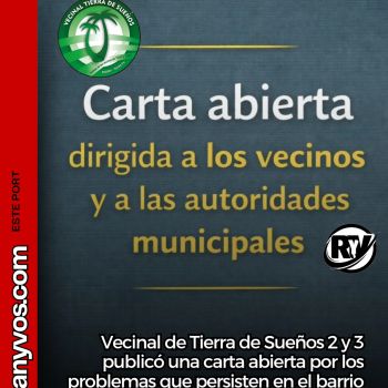 Vecinal de Tierra de Sueños 2 y 3 publicó una carta abierta por los problemas que persisten en el barrio