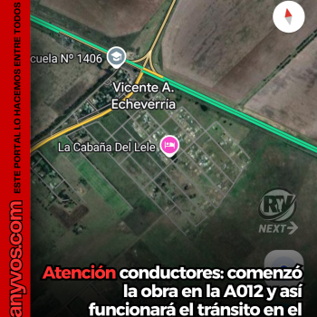 Atención conductores: comienza la obra en la A012 y así será el tránsito en el cruce con la Ruta 34