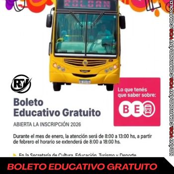 Boleto Educativo Gratuito 2026: ya está abierta la inscripción