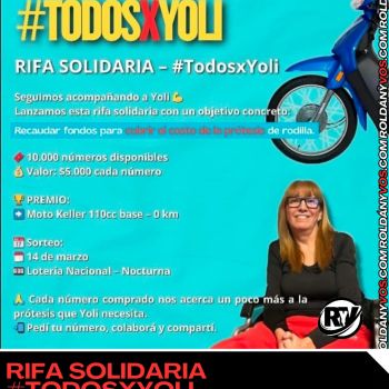 Rifa solidaria #TodosxYoli: una moto 0 km para ayudar a cubrir una prótesis de rodilla