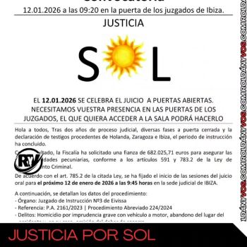 Juicio por la muerte de Sol: convocatoria abierta en Ibiza