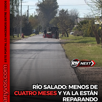 RÍO SALADO: A MENOS DE CUATRO MESES DE SU HABILITACIÓN, YA REPARAN EL PAVIMENTO